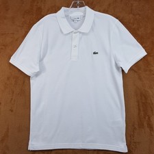 LACOSTE Polo Shirt Mens Large White Short Sleeve Classic Pique Croc Logo picture
