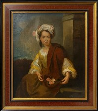 After Murillo Flower Girl Oil on Canvas Framed Portrait Antique picture