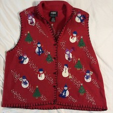Vintage Studio Fa La La Woman's Christmas Sweater Vest Size XL Embroidered picture