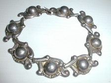 VINTAGE STERLING TAXCO MEXICO INTRICATE BALL SCROLLED LINK BRACELET- 7 1/4