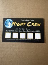 Vintage Dutch Bros Davis California Night Crew Drink stamp card. Not valid.rare picture