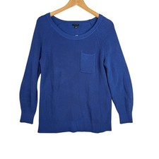 NWT Talbots Pima Cotton Scoop Neck Front Pocket Sweater size 1X Dark Blue picture