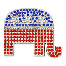 PinMart's Rhinestone Republican Party Elephant Political Brooch Lapel Pin picture