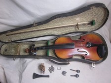vintage Violin Western Germany Antonius Stradivarius copy w/ bow & case ++ picture