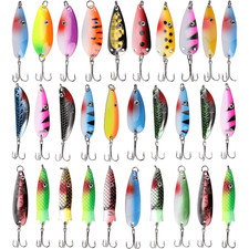 30pcs Fishing Spoons Metal Lures Casting Fishing Spinner Baits Trout Trolling picture