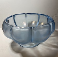 vintage FENTON Glass Velva Blue Iridescent 6” Melon BOWL picture