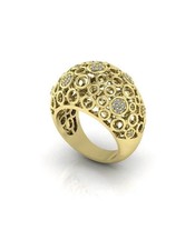Beautiful 10K Yellow Gold Over with Diamond Women's Finger Dome Band Ring 5-12 picture