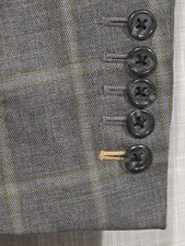 TOM JAMES Made USA Blazer Men's 40S Brown Windowpane Wool Surgeon's Cuffs picture