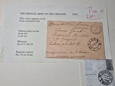 French Army in Russia 1916 WWI Russian Censored Cover Pless to Western Front picture