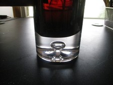 VTG KROSNO Poland Glass Cylindrical Vase ~Dark Amber Hand Blown Bubble Base  12