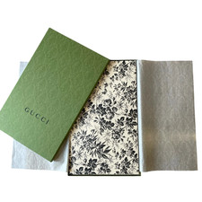GUCCI Herbarium Pet Feeding Mat Leather Black & Cream Designer Pet 692961 NEW picture