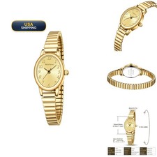 BOFAN Women Quartz Wrist Watch Gold Dial Stainless Steel Band Waterproof picture
