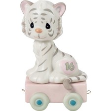 16 And Feline Fine White Tiger Birthday Train Age 16 By: Precious Moments *SHIPS picture