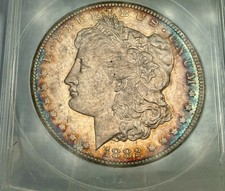 1882 CC Morgan Silver Dollar ANACS MS64 CAC Beautiful Rainbow Toning picture