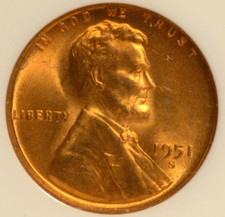 Rare 1951 S Lincoln Wheat Cent Certified NGC MS-67 Red Blazer Gem OH picture
