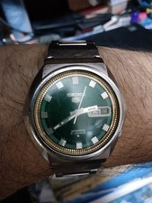 Rare Vintage Seiko 5 6119-7490 Green Dial Arabic Day Date Automatic Mens Watch picture