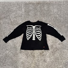 Supreme X Hanes Skeleton Thermal Shirt Mens XL Black Long Sleeve Waffle picture