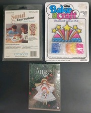 Vintage 1990s NOS Craft Kit Lot Sand Art Stained Glass Cross Stitch Sealed picture