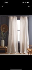 NWT QUINCE Heavyweight European Linen Room Darkening Curtain SAND 48” X 96” picture
