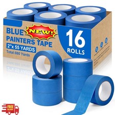 16 rollos de cinta de pintor de 5 cm de ancho, multiusos, sin residuos, azul, pa picture