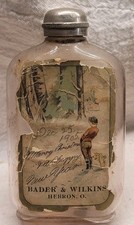 Nice Saloon Flask Bader & Wilkins Christmas Flask Hebron Ohio Awesome Graphics  picture