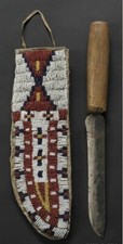 Antique Style Indian Beaded Knife Cover Native American Leather Knife Sheath picture