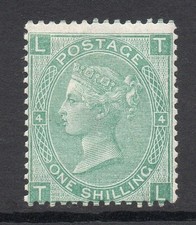 GB QV SG117 1/- Green Plate 4 Fine Mint Lightly Hinged Trace Gum/No Gum Cat £850 picture