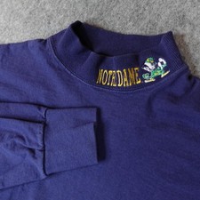 Vintage Notre Dame Fighting Irish Shirt Mens XL Long Sleeve Mock Turtle Neck 90s picture