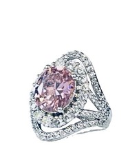 Vintage Pink Sapphire/Clear CZ Cluster Ring~SJD 925 Sterling Silver~Size 6.75 picture