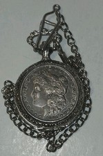 Vintage 1884 S Morgan Silver Dollar Pocket Watch American Historic Society READ picture
