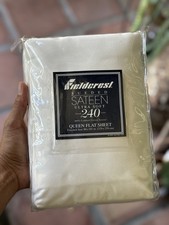 NEW FIELDCREST SUEDED SATEEN ULTRASOFT 100% COMBED COTTON QUEEN FLAT SHEET picture