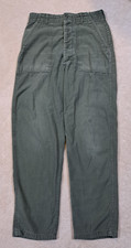 Vtg 1974 US Army OG-107 Fatigue Pants Glenn Berry Button Fly Sateen 28x30 picture