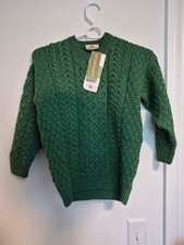 NWT Carraig Donn Kids XL Green Cable Knit Sweater – Made in Ireland picture