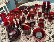 54 pc. Vintage Ruby Red Avon Misc Dishware H. Johnson Estate Liquidation picture