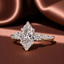 IGI 2.40 Ct Marquise Cut VS1 Lab Grown Diamond 14k White Gold Engagement Ring picture