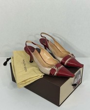Authentic vintage Louis Vuitton Red and Cream Leather Sling Back Kitten Heel picture