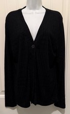 Chico’s Cardigan/Jacket  Chico Size 2 (M/L) Black Textured 1 Button Open Front picture