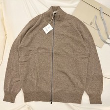 Brunello Cucinelli Full 2x Zip Cashmere Sweater Men Size 52 Large Cardigan Taupe picture