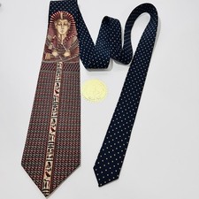VITALIANO PANCALDI RARE Vintage Silk Tie W King Tut Egypt Hieroglyphic 57x3.25”  picture