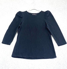 Pomander Place by Tuckernuck Black Vesty Crewneck Puff Sleeve Top Size Large EXC picture
