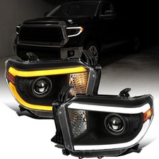 2014-2021 Toyota Tundra LED Switchback Sequential Projector Headlights Black picture
