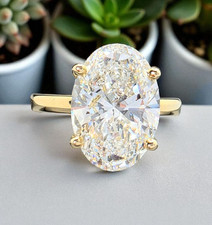 3.00 Ct F VVS2 Oval Lab Grown Diamond Ring IGI Certified 14k Yellow Gold picture