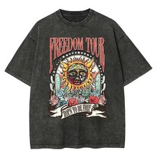 Retro Sublime style sun pattern T-shirt, heavyweight pure cotton Freedom tour ba picture
