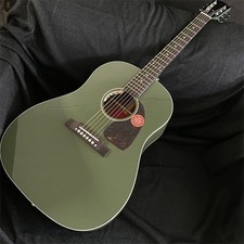 Olive Green Acoustic electric Guitar Solid Spruce Top bone nut fast delivery picture