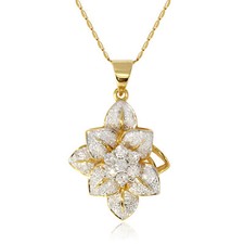 1.14cts Diamond 18K Jewelry Yellow Gold Pendant Ornament Flower Design Pattern picture
