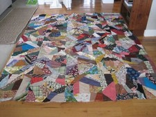 Crazy Quilt Top Antique Machine Pieced picture