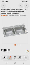 Dayton 33x22 Drop-In Double Bowl Satin Stainless Steel Kitchen Sink 3 Holes picture