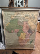Antique Vintage Denoyer Geppert Political Pull Down Map of Africa Circa 1920's picture
