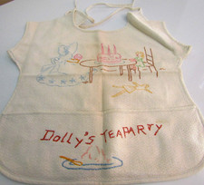 Vintage 1940s Baby Bibs Embroidered Dolly's Tea Party picture