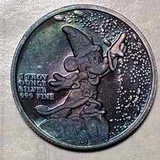 1987 Rarities Mint Mickey Mouse Sorcerers Apprentice 1oz .999 Silver Round BU picture